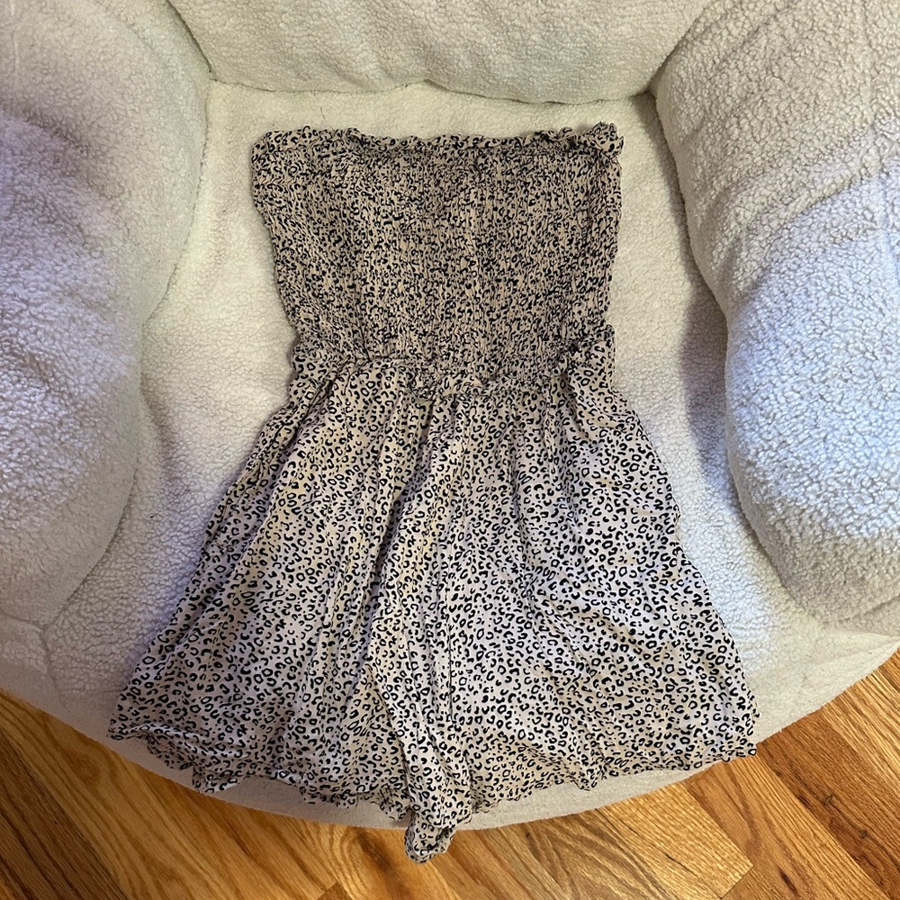 strapless leopard romper